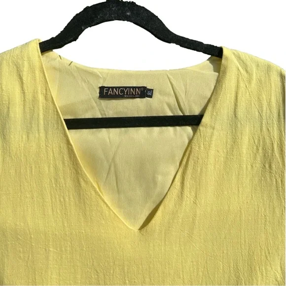 NWOT-FancyInn brand yellow tiered dress with pockets 💛 - Picture 6 of 7